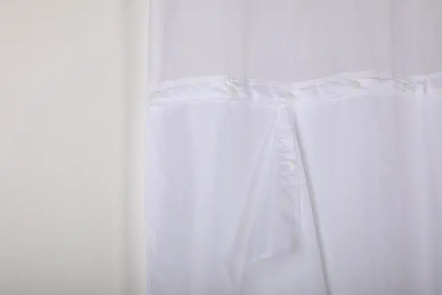 Alt view image 2 of 2 - Shower Curtain Liner with Snaps 70" W x 54" H Waterproof Polyester Fabric Bath Curtain with Magnet White