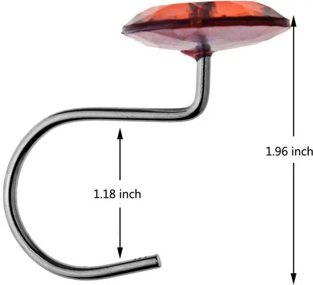 Alt view image 6 of 7 - 12PCS Red Diamond Crystal Bling Shower Curtain Hooks Rings for Bathroom | Metal Rust Shower Rings Round Acrylic Decorative Rhinestones Bling Rolling Bathroom