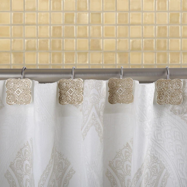 Alt view image 2 of 7 - Beige Victoria Shower Curtain Hooks Decorative | Set of 12
