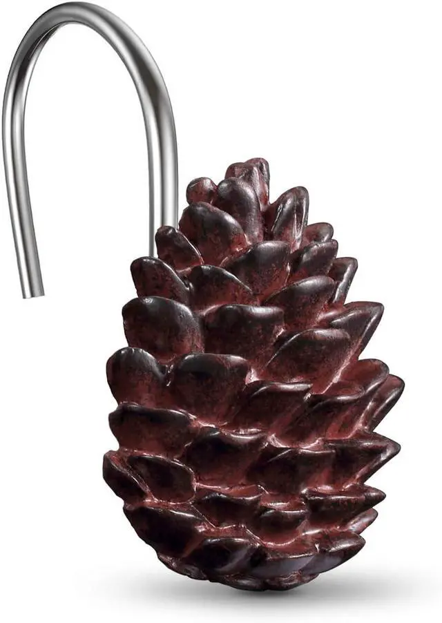 Alt view image 4 of 7 - CHICTIE Pinecone Shower Curtain Hooks,12 Christmas Shower Rings Hangers