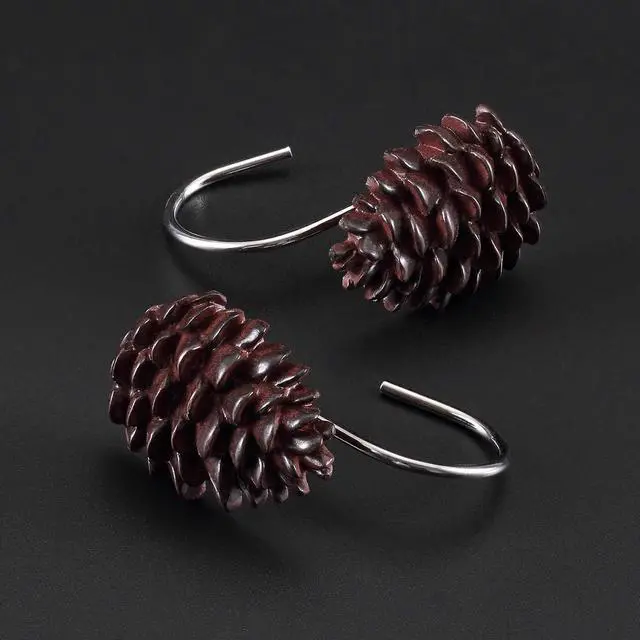 Alt view image 2 of 7 - CHICTIE Pinecone Shower Curtain Hooks,12 Christmas Shower Rings Hangers
