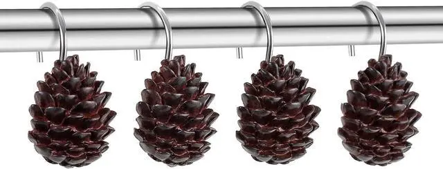 Main image of CHICTIE Pinecone Shower Curtain Hooks,12 Christmas Shower Rings Hangers