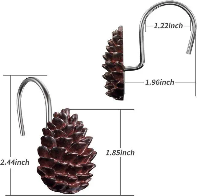 Alt view image 6 of 7 - CHICTIE Pinecone Shower Curtain Hooks,12 Christmas Shower Rings Hangers