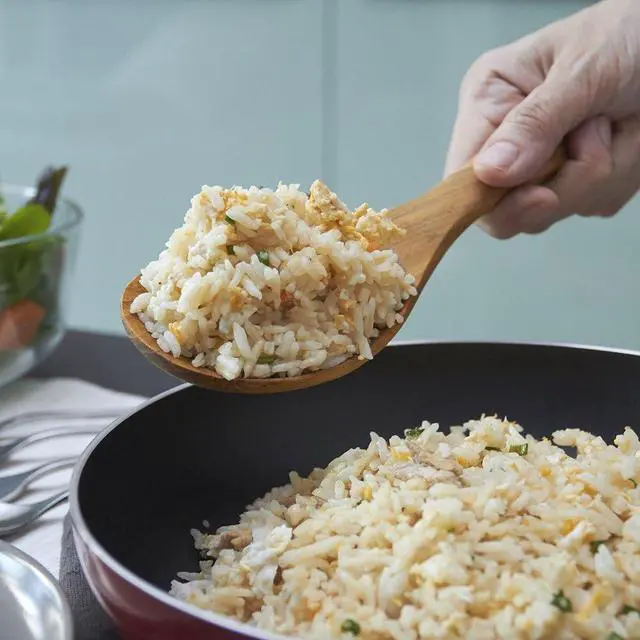 Alt view image 3 of 5 - FAAY 3-In-1 Wooden Spoons Handcrafted Golden Teak Kitchen Utensils Including 13.5 Inch Cooking Spoon, Slotted Spoon and 9 Inch Versatile Spoon, 100% Natural & Eco Friendly with Ergonomic Handle