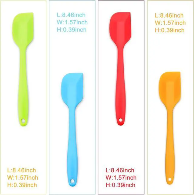 Alt view image 3 of 5 - 4-Piece Silicone Spatula Set with Stainless Steel Core, Small, Multicolor | Heat-resistant Rubber Spatulas for Jars, Spreading and Scraping, BPA-free Silicone, Dishwasher Safe, Nonstick Cookware