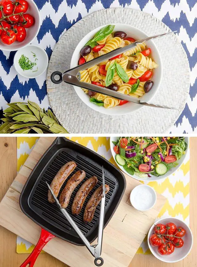 Alt view image 6 of 7 - TENTA TENTA KITCHEN 9" Stainless Steel Kitchen Tongs, Locking Metal Food Tongs Non-Slip Grip (Set of 3)