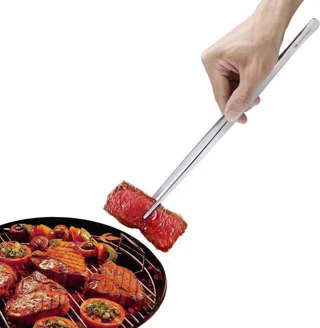 Alt view image 6 of 6 - 12 Inch Kitchen Tweezers Fine Tweezer Tongs, MSY BIGSUNNY Stainless Steel Food Tweezers Multi-function Precision Serrated Tips Cooking Tongs Kitchen Serving Tong