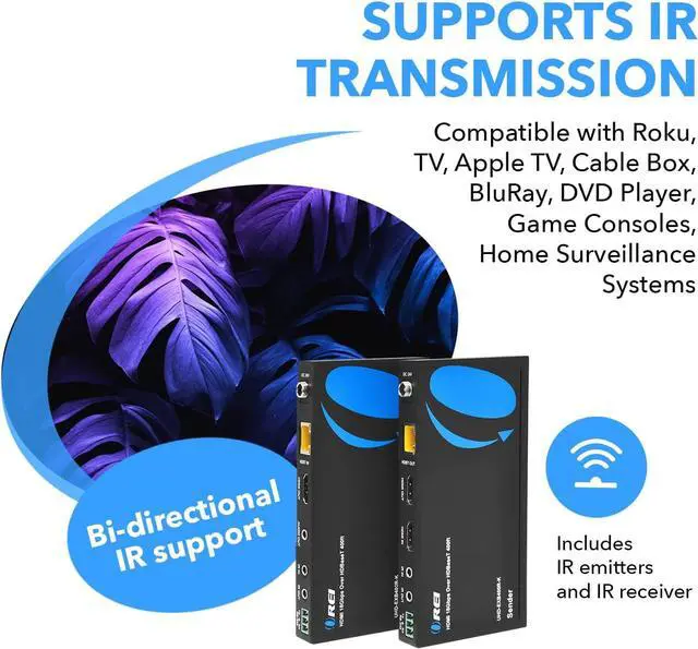 Alt view image 7 of 7 - OREI 4K HDMI Extender Balun HDBaseT UltraHD 4K,60Hz 4:4:4 Over Single CAT5e/6/7 Cable with HDR, CEC & IR Control, RS-232 - Up to 400 Ft - Loop Out - Power Over Cable - Audio Out