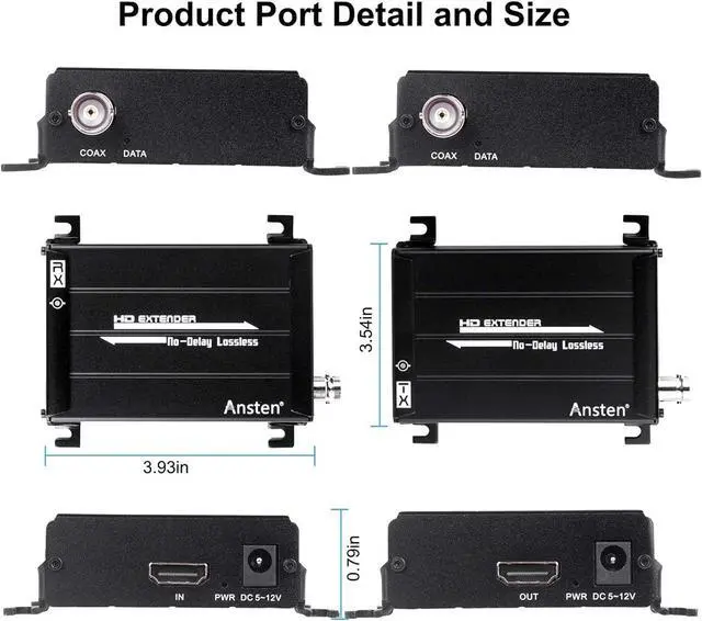 Alt view image 2 of 7 - HDMI Over Coax Extender, HDMI Transmitter and Receiver Support 1080P Full HD HDMI Signal Lossless No Delay, Up to 300 M / 984 FT HDMI Extender Via Coaxial Cable, for DVR and DVD Players(Black)
