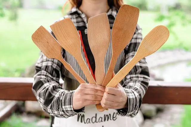 Alt view image 3 of 7 - ECOSALL Nonstick Wooden Spatulas for Cooking, 5-Piece Wood Spatula Set