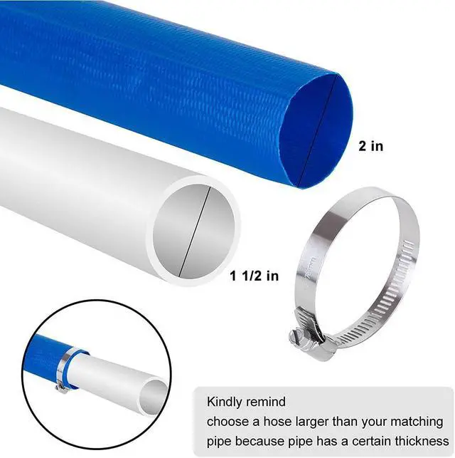 Alt view image 2 of 7 - 2 IN x 50 FT Pool Backwash Hose, Heavy Duty Flat Discharge Hose, Weather and Burst Resistant, Best Pool Hoses for Inground Pools, Pool Filter Hose & Pool Drain Hose
