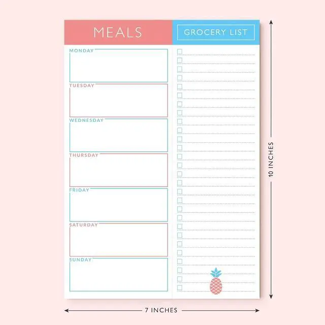 Alt view image 2 of 7 - Sweetzer & Orange Meal Planner Magnetic Pad | 7x10 inch Notepad for Organized Weekly & Daily Planning | Tear-Off Grocery List Checklist for Convenient Shopping | Notepads for Refrigerator Door