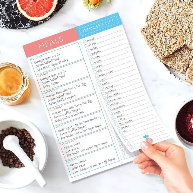 Alt view image 4 of 7 - Sweetzer & Orange Meal Planner Magnetic Pad | 7x10 inch Notepad for Organized Weekly & Daily Planning | Tear-Off Grocery List Checklist for Convenient Shopping | Notepads for Refrigerator Door