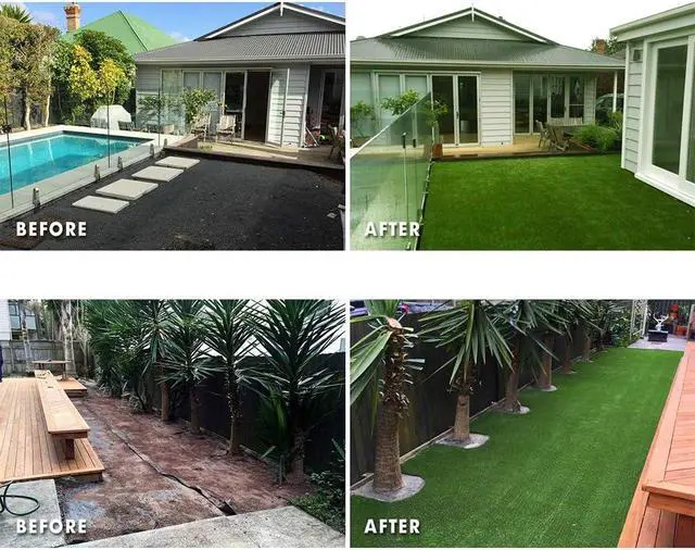 Alt view image 4 of 6 - Petgrow 4 FT X 13 FT Synthetic Artificial Grass Turf for Garden Backyard Patio Balcony, Drainage Holes & Rubber Backing,Indoor Outdoor Faux Grass Astro Rug,DIY Decorations for Fence Backdrop