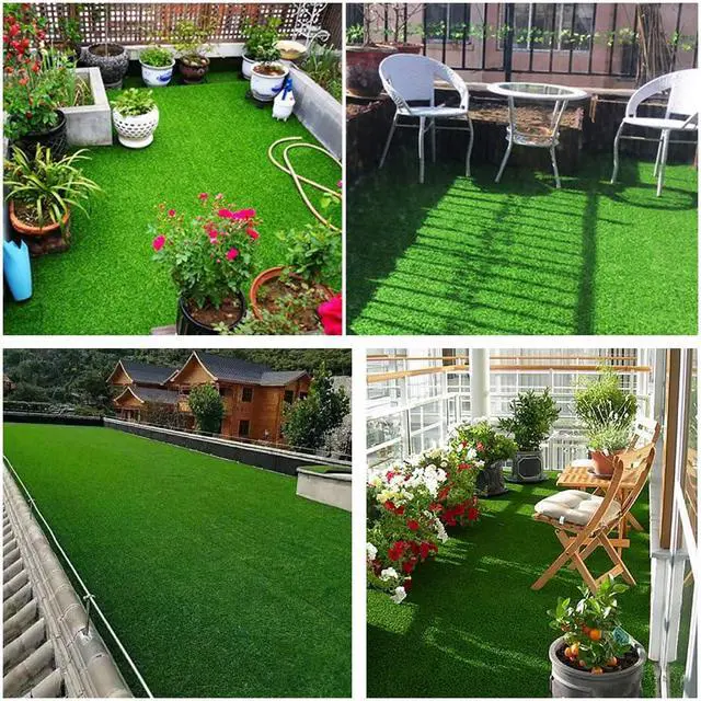 Alt view image 5 of 6 - Petgrow 4 FT X 13 FT Synthetic Artificial Grass Turf for Garden Backyard Patio Balcony, Drainage Holes & Rubber Backing,Indoor Outdoor Faux Grass Astro Rug,DIY Decorations for Fence Backdrop