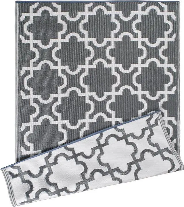 Main image of DII Reversible Outdoor Lattice Woven Rug, 4x6 Ft, Gray