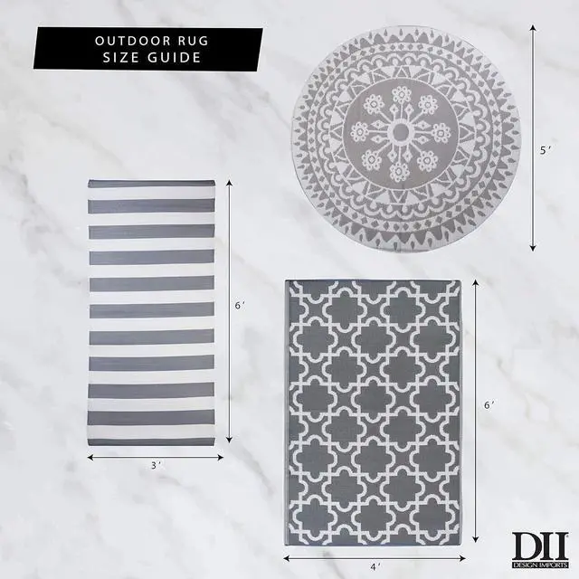 Alt view image 3 of 7 - DII Reversible Outdoor Lattice Woven Rug, 4x6 Ft, Gray