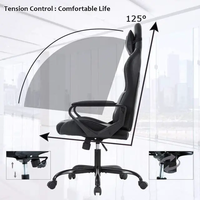 Alt view image 4 of 7 - Gaming Chair Racing Chair Office Chair Ergonomic High-Back Leather Chair Reclining Computer Desk Chair Executive Swivel Rolling Chair with Adjustable Headrest Lumbar Support for Women, Men