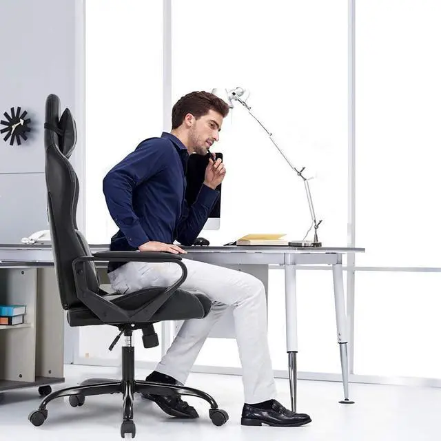 Alt view image 2 of 7 - Gaming Chair Racing Chair Office Chair Ergonomic High-Back Leather Chair Reclining Computer Desk Chair Executive Swivel Rolling Chair with Adjustable Headrest Lumbar Support for Women, Men