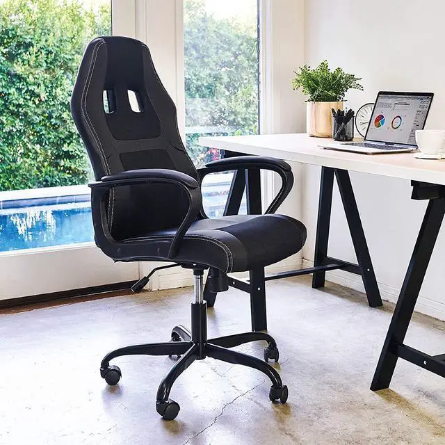Alt view image 2 of 7 - Office Chair PC Gaming Chair Cheap Desk Chair Ergonomic PU Leather Executive Computer Chair Lumbar Support for Women, Men (Black)