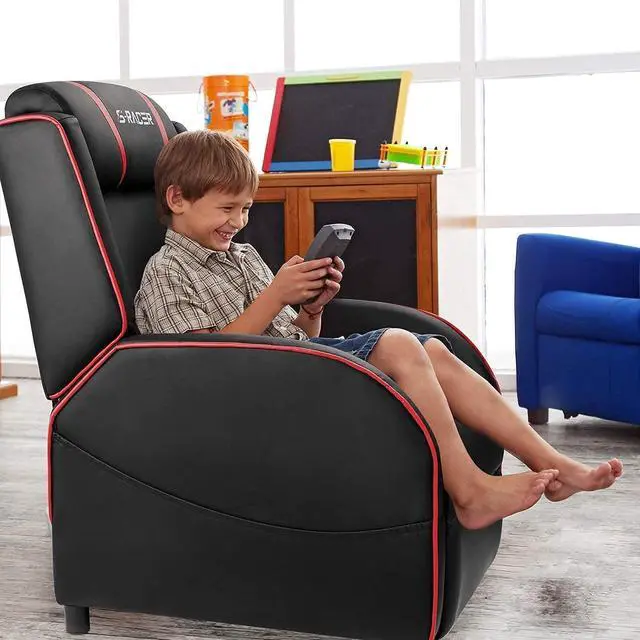 Alt view image 4 of 7 - Homall Gaming Massage Recliner Chair Racing Style Single Living Room Sofa Recliner PU Leather Recliner Seat Comfortable Ergonomic Home Theater Seating (Red)