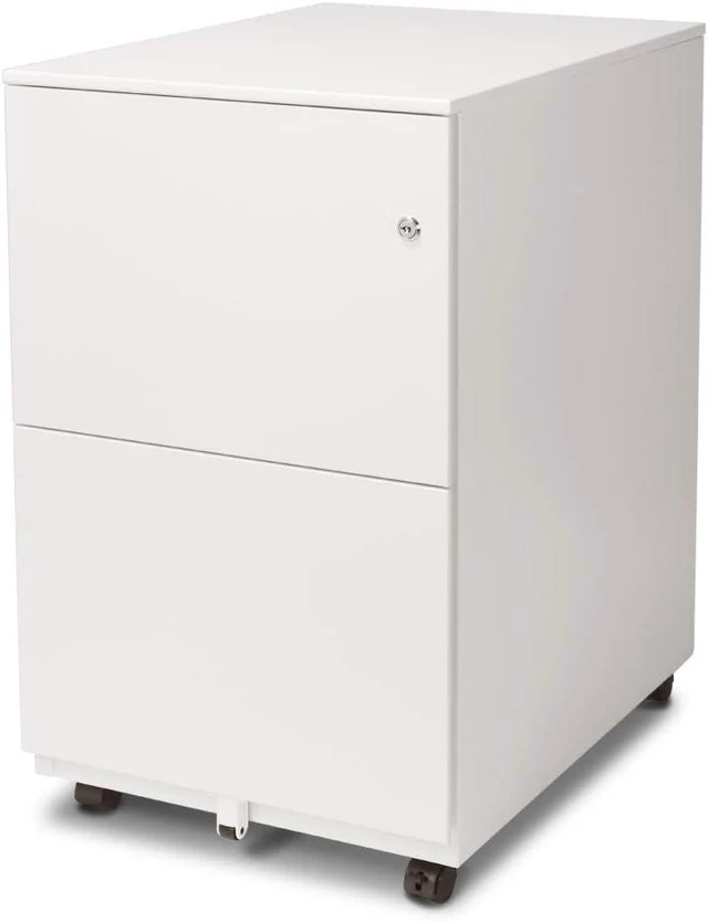 Main image of Modern Soho Design 2-Drawer Metal Mobile File Cabinet with Lock Key, Fully Assembled, White