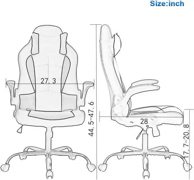 Alt view image 2 of 7 - BestOffice PC Gaming Chair Ergonomic Office Chair Desk Chair with Lumbar Support Flip Up Arms Headrest PU Leather Executive High Back Computer Chair for Adults Women Men (Grey)