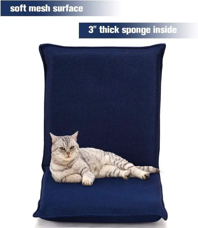 Alt view image 7 of 7 - BestComfort Folding Floor Chair, 6-Position Adjustable Meditation Chair, Video Gaming Chair w/Back Support for Reading TV Watching, Portable Floor Seat Lounge Sofa Chair for Kids Teens Adult, Navy