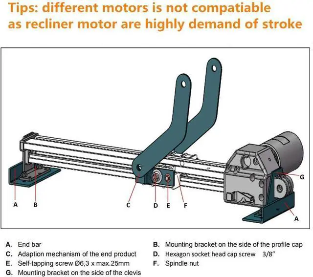 Alt view image 5 of 5 - Refined-R Model JLDQ-1A and JLDQ-11 JLDQ.11.156.333K Motor Actuator Kit for Electric Power Recliner Replacement