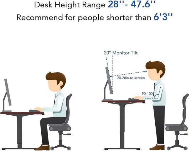 Alt view image 6 of 6 - FLEXISPOT EN1 Height Adjustable Desk Black 48 x 30 Inches Whole-Piece Desktop Sit Stand Up Desk with Memory Controller Home Office Standing Desk (Black Frame + 48" Black Top, 2 Packages)