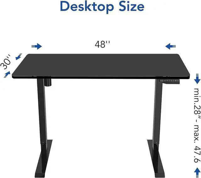 Alt view image 5 of 6 - FLEXISPOT EN1 Height Adjustable Desk Black 48 x 30 Inches Whole-Piece Desktop Sit Stand Up Desk with Memory Controller Home Office Standing Desk (Black Frame + 48" Black Top, 2 Packages)