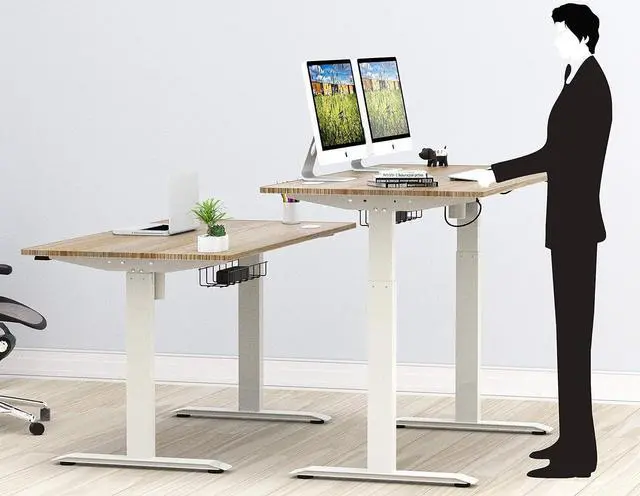 Alt view image 6 of 7 - SHW Memory Preset Electric Height Adjustable Standing Desk, 48 x 24 Inches, Maple