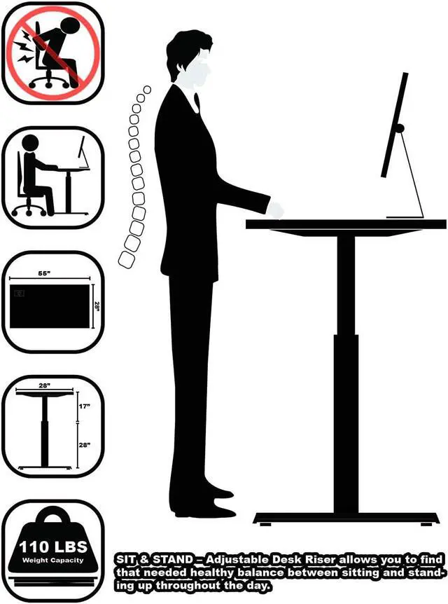 Alt view image 5 of 5 - SHW Memory Preset Electric Height Adjustable Standing Desk, 120 x 60 cm, White