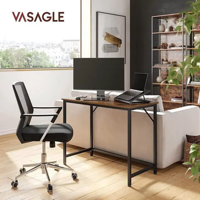 Alt view image 2 of 7 - VASAGLE Computer Desk, Writing Desk, 39 Inch Office Table, for Home Office, Rustic Brown ULWD41X