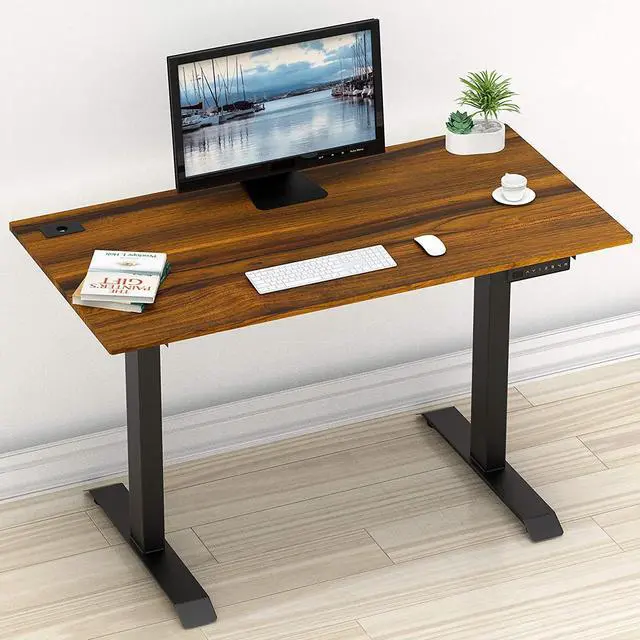 Alt view image 5 of 7 - SHW Memory Preset Electric Height Adjustable Standing Desk, 120 x 60 cm, Walnut