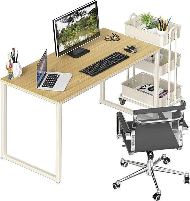 Alt view image 5 of 6 - SHW Home Office 48-Inch Computer Desk, White/Oak