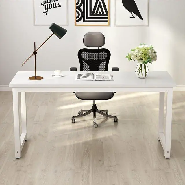 Alt view image 4 of 7 - Tribesigns Computer Desk, 63 inch Large Office Desk Computer Table Study Writing Desk for Home Office, White
