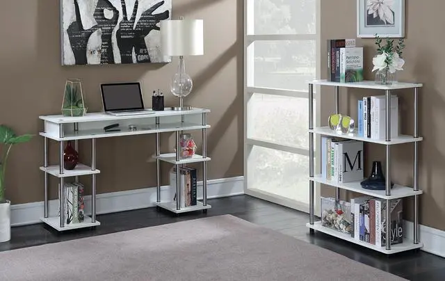 Alt view image 5 of 5 - Convenience Concepts Designs2Go No Tools Student Shelves Desk, 47.25" L x 15.75" W x 30" H, White