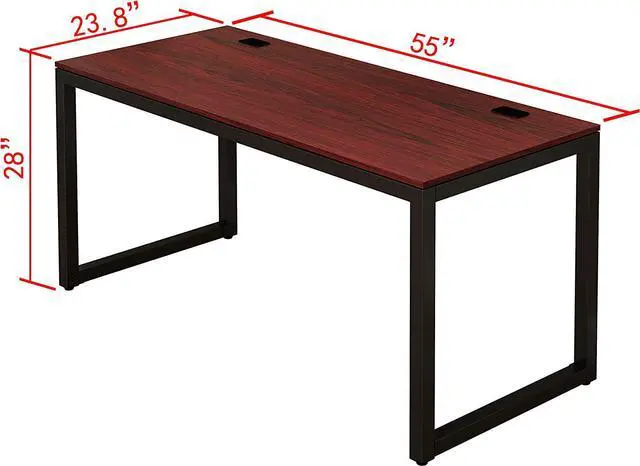 Alt view image 4 of 4 - SHW Computer Desk Home Office Table, Black Frame w/Cherry Top, 55-Inch