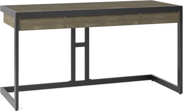 Main image of SIMPLIHOME Erina SOLID ACACIA WOOD Industrial 60 inch Wide Writing Office Desk in Distressed Grey for the Office Desk, Writing Table, Workstation and Study Table
