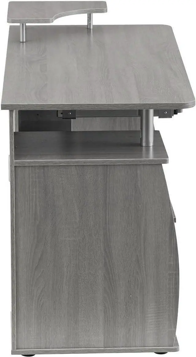 Alt view image 7 of 7 - Techni Mobili 47" Computer Desk with Drawers and Storage, Office Desk with Printer Shelf, Pull Out Shelf and Keyboard Tray, Computer Workstation, Grey