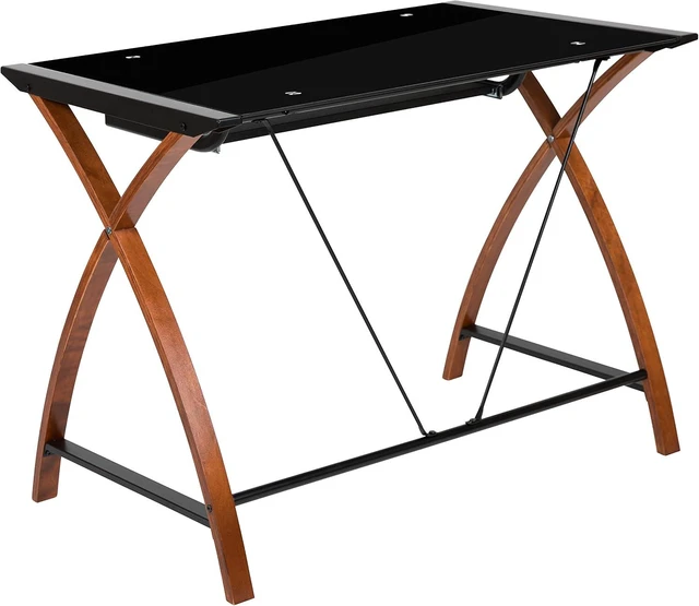 Alt view image 6 of 7 - Flash Furniture Glass Computer Desk with Pull-Out Keyboard Tray, Black