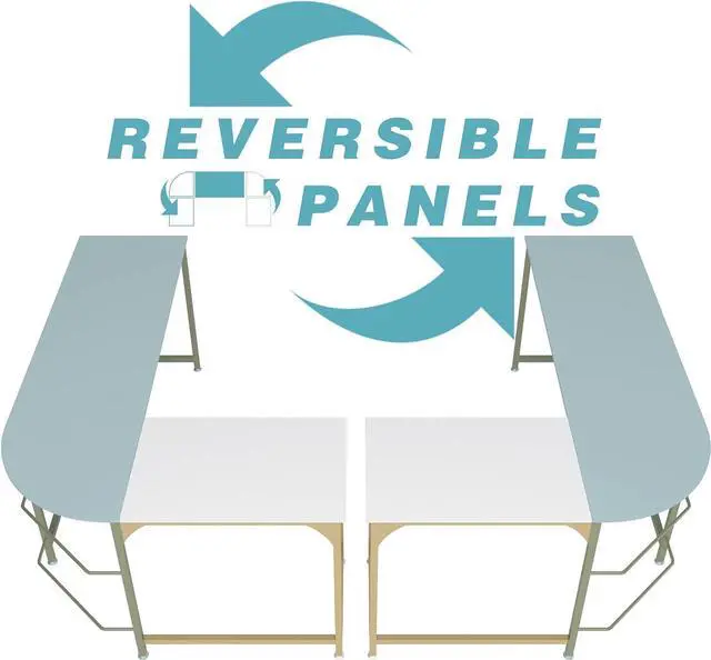 Alt view image 7 of 7 - Teraves Reversible L Shaped Desk White - 57.9" Corner Gaming Computer Desk, Office Workstation Modern Home Study Writing Wooden Table