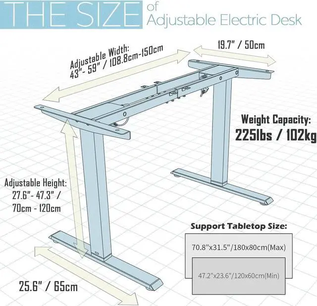 Alt view image 6 of 7 - TOPSKY Dual Motor Electric Adjustable Standing Computer Desk for Home and Office (Black Frame only)