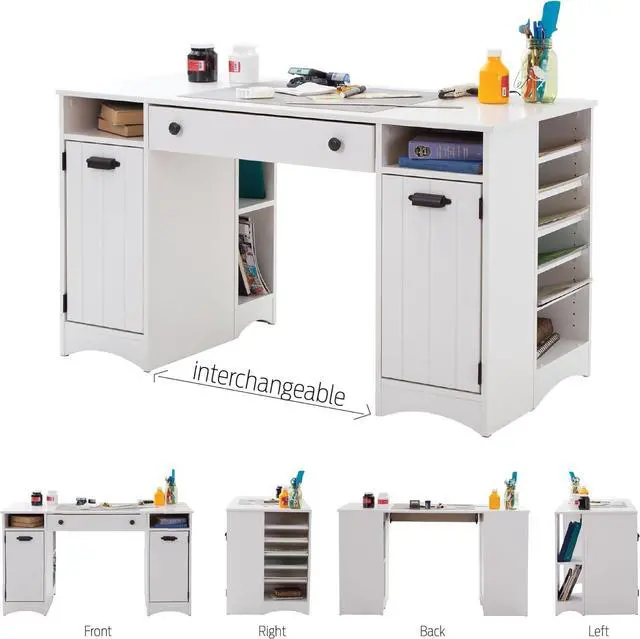 Alt view image 6 of 7 - South Shore Artwork Craft Table with Storage, Pure White