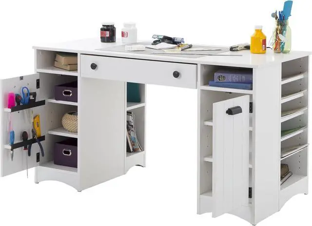 Alt view image 5 of 7 - South Shore Artwork Craft Table with Storage, Pure White