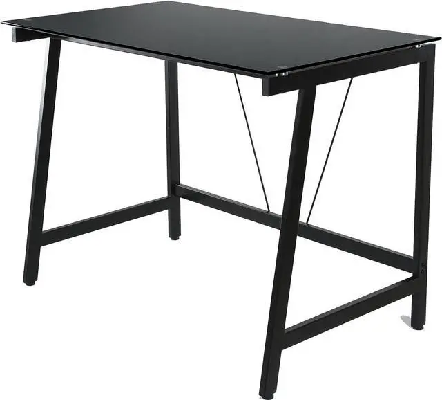 Main image of OneSpace Contemporary Glass Writing Desk, Steel Frame, Black