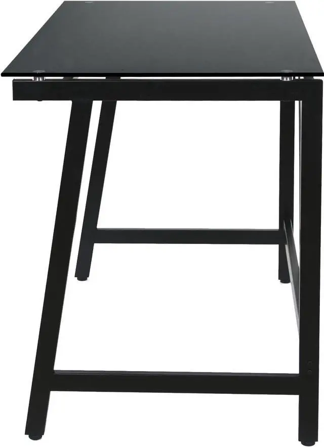Alt view image 6 of 7 - OneSpace Contemporary Glass Writing Desk, Steel Frame, Black