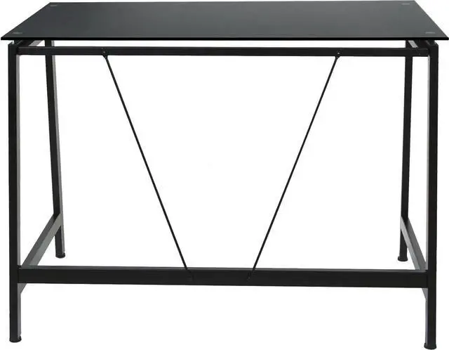 Alt view image 7 of 7 - OneSpace Contemporary Glass Writing Desk, Steel Frame, Black