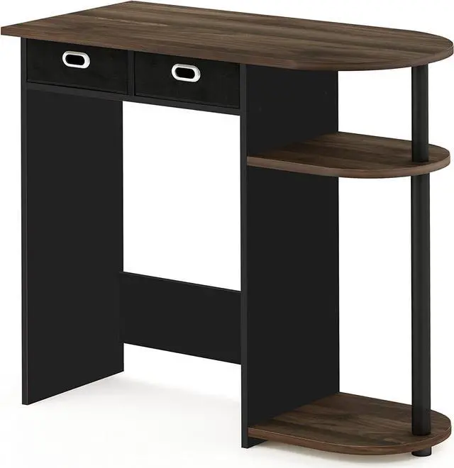 Main image of Furinno Go Green Home Laptop Notebook Computer Desk/Table with 2 Drawer Bins, Columbia Walnut/Black/Dark Brown